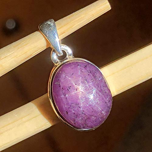 Natural 6 Star Ruby 925 Solid Sterling Silver Pendant 22mm - Natural Rocks by Kala
