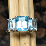 Natural 4ct Blue Topaz 925 Solid Sterling Silver Ring Size 6, 7, 8, 9 - Natural Rocks by Kala