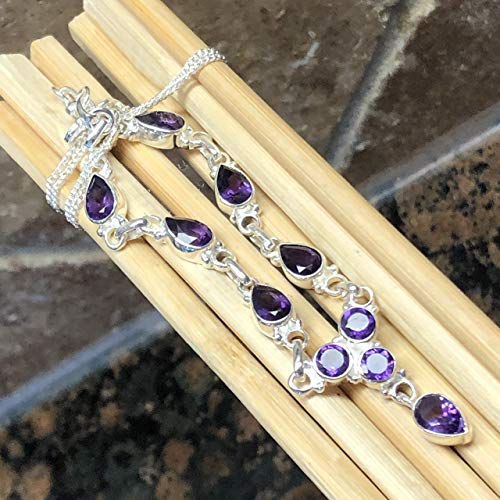 Natural 5ct Purple Amethyst 925 Solid Sterling Silver Necklace 18 1/2" - Natural Rocks by Kala