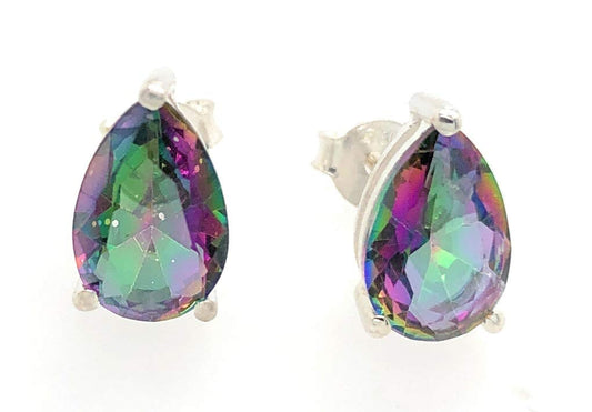 Gorgeous 2ct Mystic Topaz 925 Solid Sterling Silver Earrings 9mm - Natural Rocks by Kala