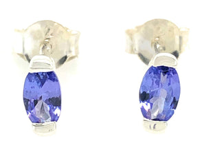Natural Blue Tanzanite 925 Solid Sterling Silver Earrings 7mm - Natural Rocks by Kala
