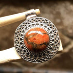 Gorgeous Red Mohave Copper Turquoise 925 Solid Sterling Silver Pendant 25mm - Natural Rocks by Kala