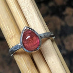 Natural Pink Tourmaline 925 Solid Sterling Silver Engagement Ring Size 7.25, 8.5 - Natural Rocks by Kala