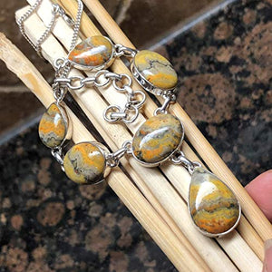 Natural Indonesian Bumble Bee Jasper 925 Solid Sterling Silver Necklace 17 1/2" - Natural Rocks by Kala