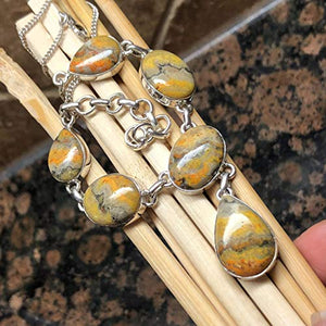 Natural Indonesian Bumble Bee Jasper 925 Solid Sterling Silver Necklace 17 1/2" - Natural Rocks by Kala