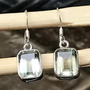 Natural 3.5ct Green Amethyst 925 Solid Sterling Silver Earrings 25mm - Natural Rocks by Kala