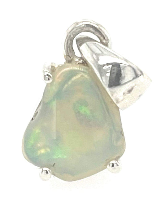 Genuine Ethiopian Opal 925 Solid Sterling Silver Pendant 15mm - Natural Rocks by Kala