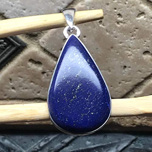 Natural Blue Lapis Lazuli 925 Solid Sterling Silver Pendant 40mm - Natural Rocks by Kala