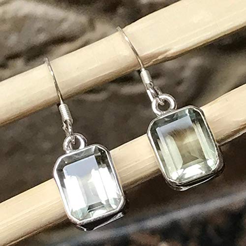 Natural 3.5ct Green Amethyst 925 Solid Sterling Silver Earrings 25mm - Natural Rocks by Kala