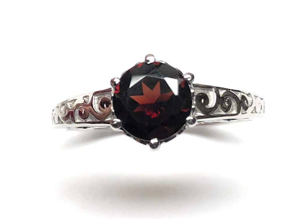 Natural 1ct Garnet 925 Solid Sterling Silver Engagement Ring Size 6, 7, 8, 9 - Natural Rocks by Kala