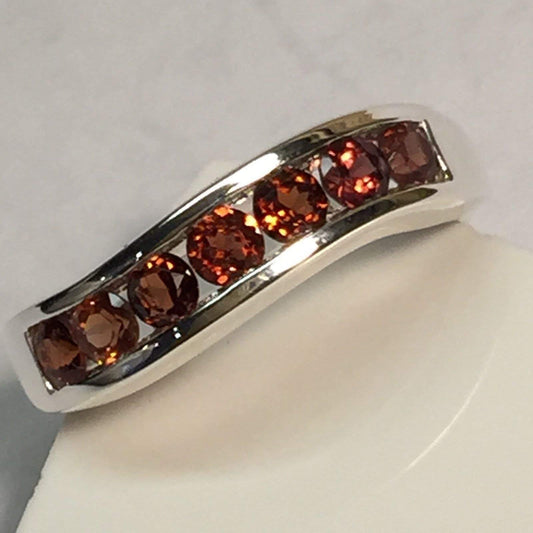 Natural 2ct Fire Garnet 925 Solid Sterling Silver Ring Size 7, 7.75 - Natural Rocks by Kala