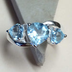 Natural 2.5ct Swiss Blue Topaz 925 Solid Sterling Silver Heart Ring Size 6, 7, 8 - Natural Rocks by Kala