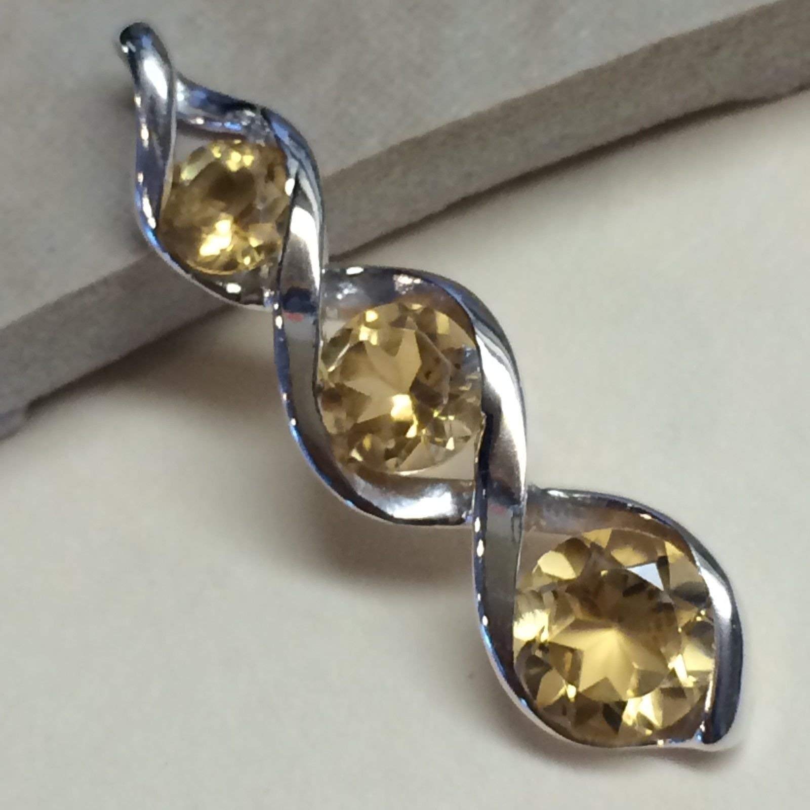 Natural 4ct Citrine 925 Solid Sterling Silver Pendant 28mm - Natural Rocks by Kala