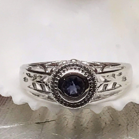 Natural Iolite 925 Solid Sterling Silver Engagement Ring Size 6, 7, 9 - Natural Rocks by Kala