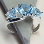Natural 2.5ct Swiss Blue Topaz 925 Solid Sterling Silver Heart Ring Size 6, 7, 8 - Natural Rocks by Kala