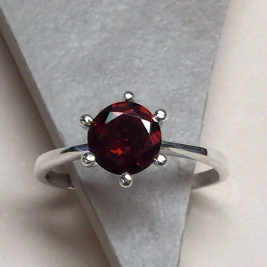Natural 1ct Pyrope Garnet 925 Solid Sterling Silver Engagement Ring Size 6, 7 - Natural Rocks by Kala