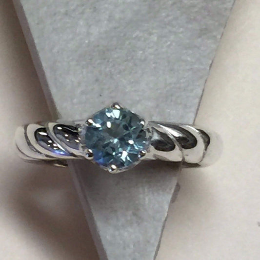 Natural 1ct Swiss Blue Topaz 925 Solid Sterling Silver Engagement Ring Size 6, 7 - Natural Rocks by Kala