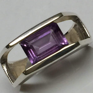 Genuine 2ct Amethyst 925 Solid Sterling Silver Unisex Ring Size 6, 7, 8, 9, 11 - Natural Rocks by Kala
