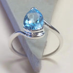 Natural 2.5ct Swiss Blue Topaz 925 Solid Sterling Silver Engagement Ring Size 5, 6, 8 - Natural Rocks by Kala