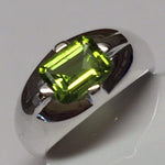 Natural 2ct Green Peridot 925 Solid Sterling Silver Unisex Ring Size 6, 8 - Natural Rocks by Kala