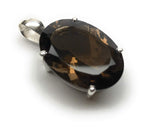 Genuine 20ct Smoky Topaz 925 Solid Sterling Silver Pendant 40mm - Natural Rocks by Kala