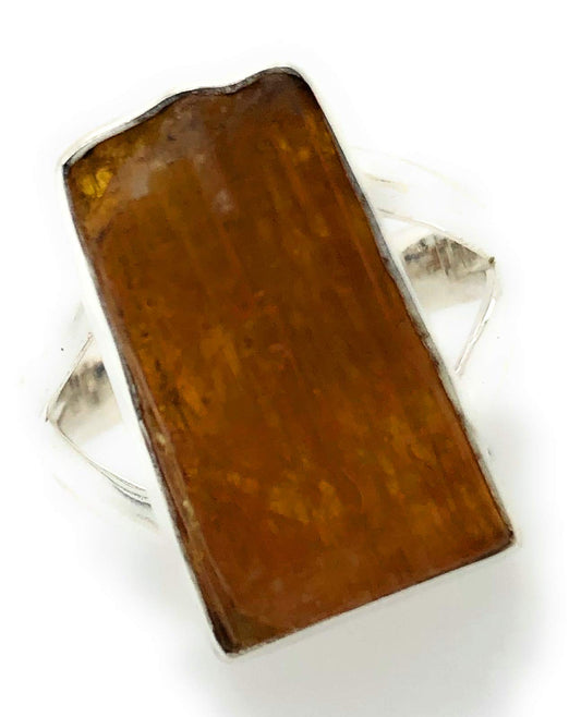 Natural Orange Kyanite 925 Solid Sterling Silver Ring Size 7.5 - Natural Rocks by Kala