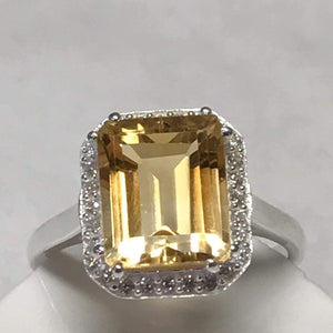 Natural 2.5ct Golden Citrine 925 Solid Sterling Silver Ring Size 7, 8, 9 - Natural Rocks by Kala