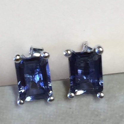 Natural 2.5ct Iolite 925 Solid Sterling Silver Stud Earrings 7mm - Natural Rocks by Kala