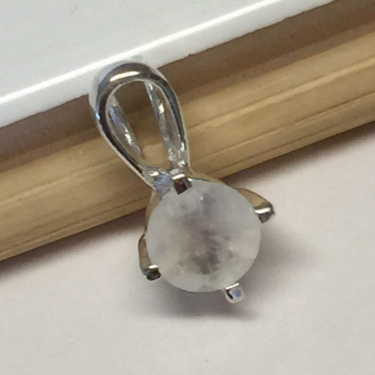 Genuine Rainbow Moonstone 925 Solid Sterling Silver Pendant 14mm - Natural Rocks by Kala