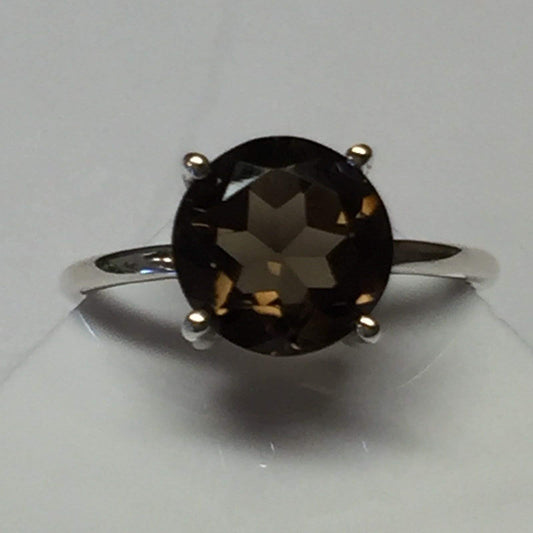 Genuine 1.5ct Smoky Topaz 925 Solid Sterling Silver Engagement Ring Size 7, 8, 9 - Natural Rocks by Kala