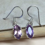 Natural 1.5ct Amethyst 925 Solid Sterling Silver Earrings 24mm - Natural Rocks by Kala