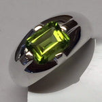 Natural 2ct Green Peridot 925 Solid Sterling Silver Unisex Ring Size 6, 8 - Natural Rocks by Kala