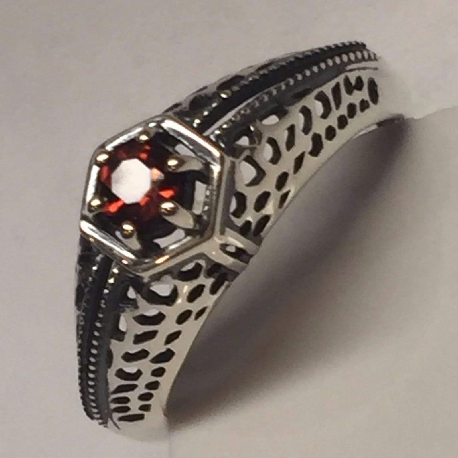 Natural Pyrope Garnet 925 Solid Sterling Silver Engagement Ring Size 7, 8 - Natural Rocks by Kala