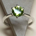Natural 1ct Green Peridot 925 Solid Sterling Silver Engagement Ring Size 7 - Natural Rocks by Kala