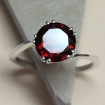 Genuine 2ct Pyrope Garnet 925 Solid Sterling Silver Ring Size 6, 8, 9 - Natural Rocks by Kala
