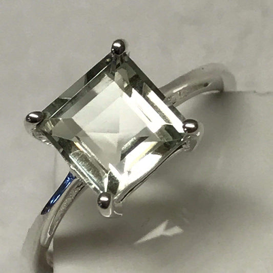 Natural 1.5ct Green Amethyst 925 Solid Sterling Silver Ring Size 6, 7, 8, 9 - Natural Rocks by Kala