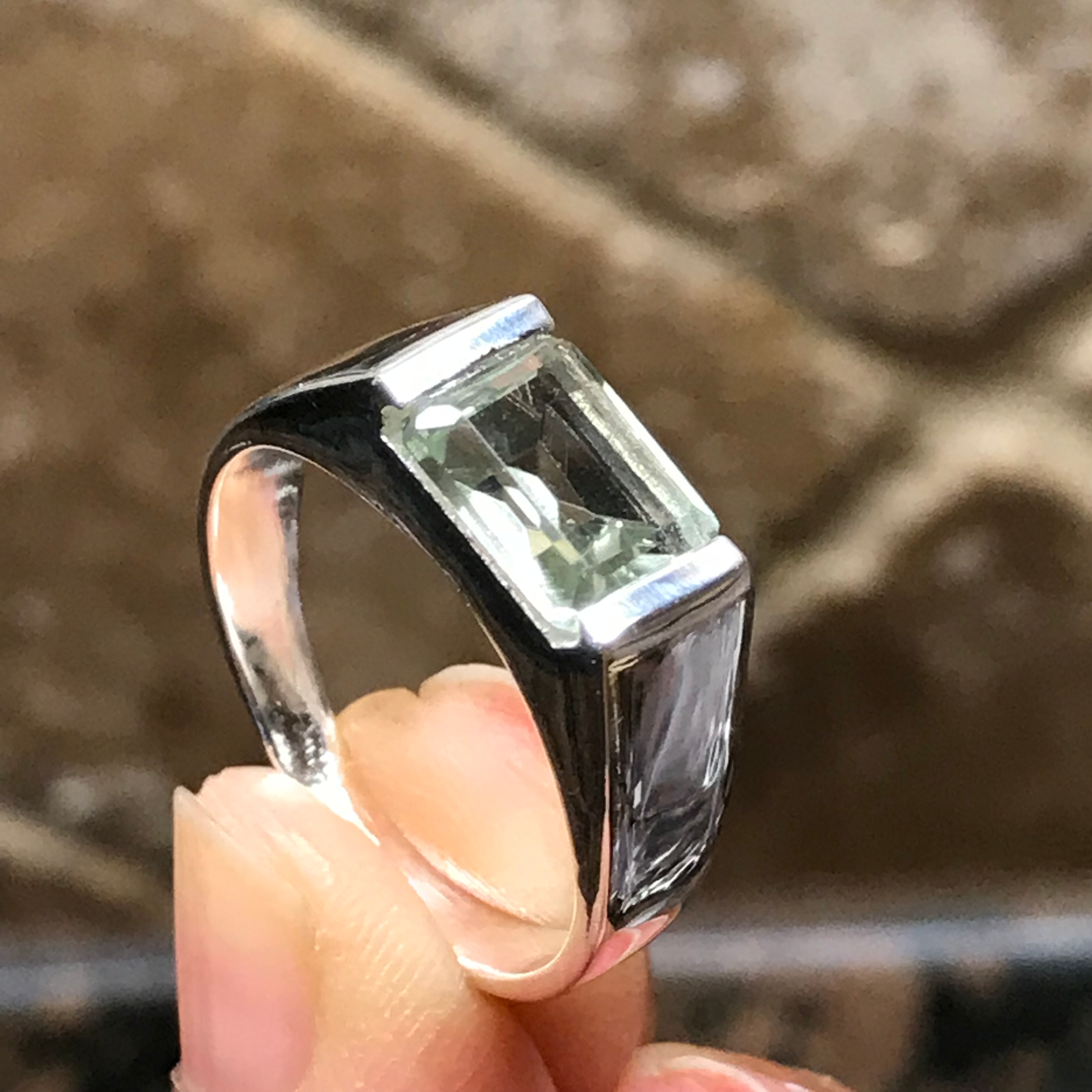 Natural Green Amethyst 925 Solid Sterling Silver Men's Ring Size 9, 10, 11, 12, 13 - Natural Rocks by Kala