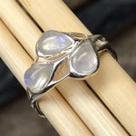 Natural Rainbow Moonstone 925 Solid Sterling Silver Ring Size 6, 8, 9 - Natural Rocks by Kala