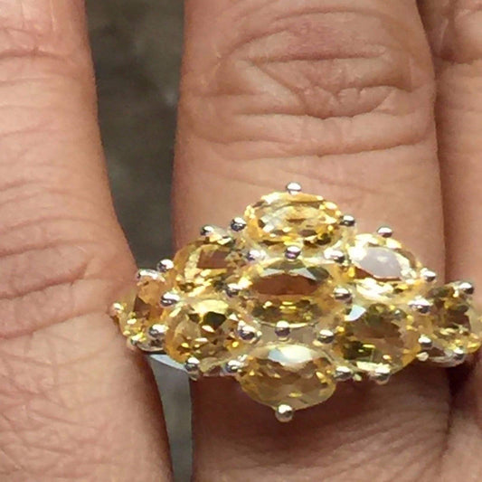 Natural 9ct Golden Citrine 925 Solid Sterling Silver Ring Size 6, 8 ,9 - Natural Rocks by Kala