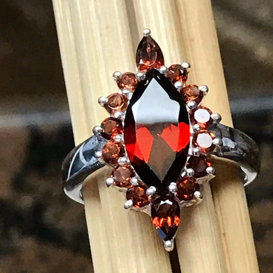 Genuine 10ct Pyrope Garnet 925 Solid Sterling Silver Ring Size 6, 7, 8, 9 - Natural Rocks by Kala