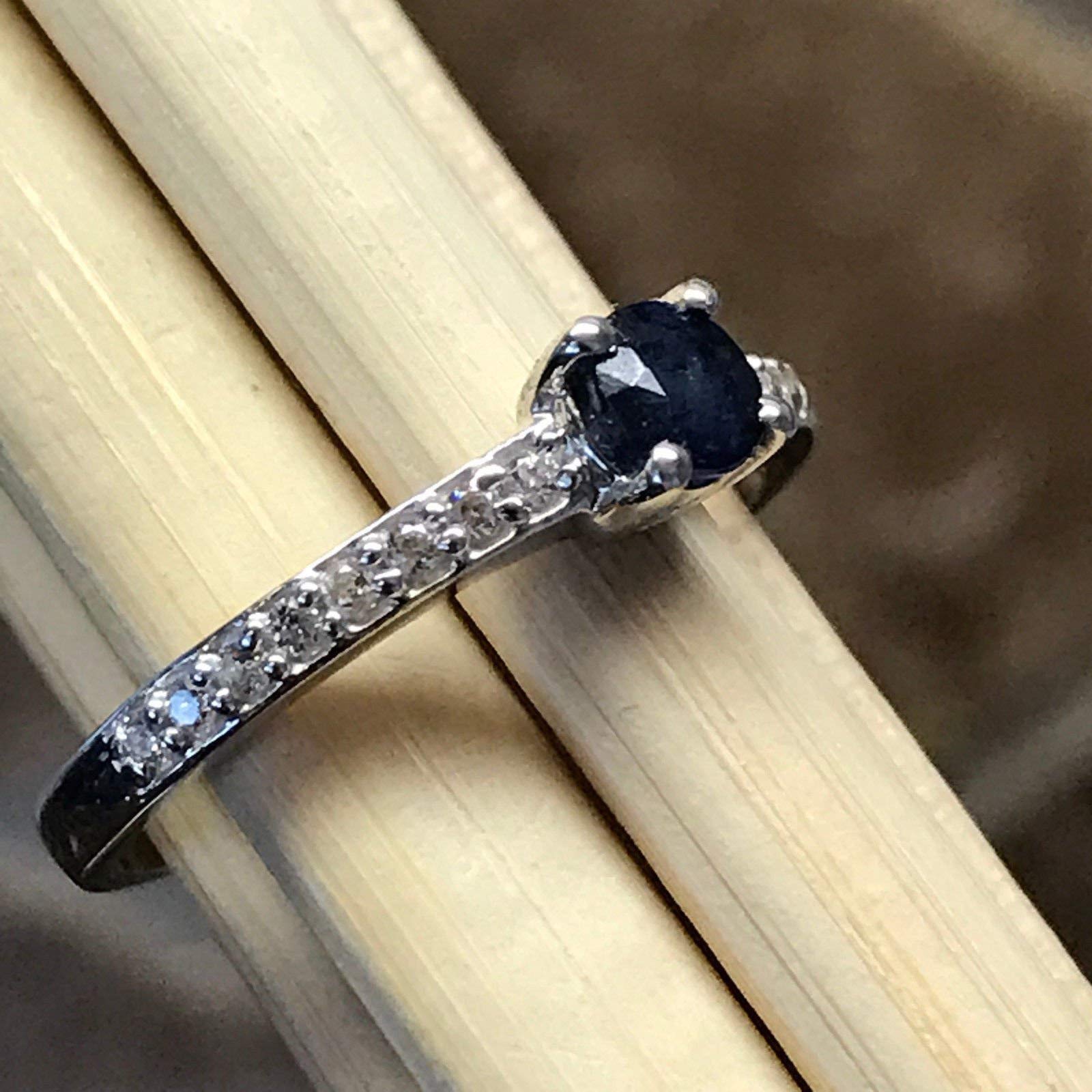 Natural Blue Sapphire 925 Solid Sterling Silver Engagement Ring Size 6, 9 - Natural Rocks by Kala