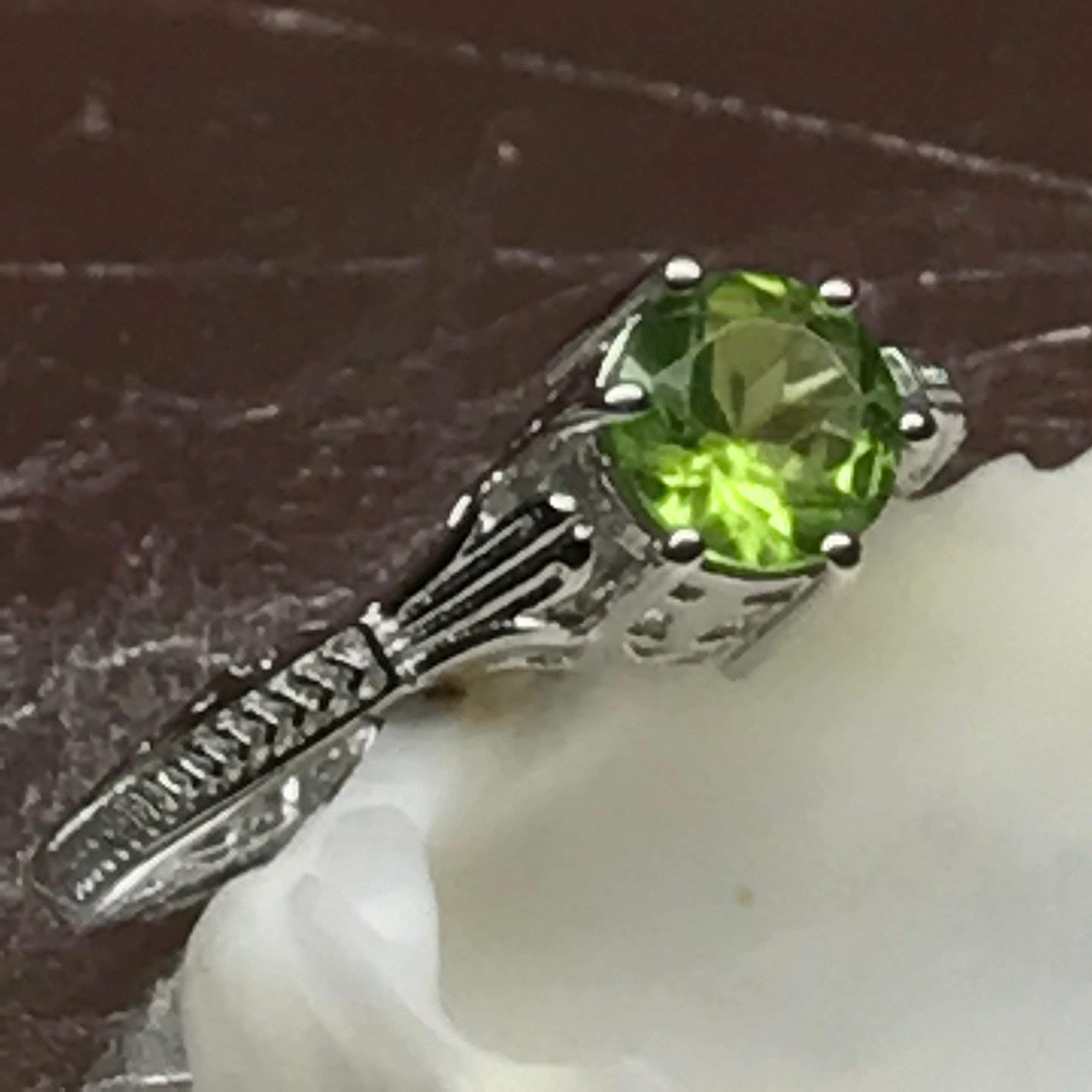 Genuine 1ct Green Peridot 925 Solid Sterling Silver Engagement Ring Size 5, 6, 7, 8, 9 - Natural Rocks by Kala