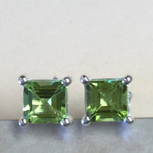 Natural 1.25ct Green Peridot 925 Solid Sterling Silver Earrings 5mm - Natural Rocks by Kala