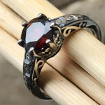 Natural 1ct Garnet 925 Solid Sterling Silver Engagement Ring Size 6, 7, 8, 9 - Natural Rocks by Kala