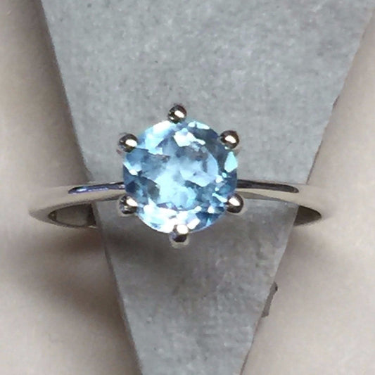Natural 1ct Blue Topaz 925 Solid Sterling Silver Engagement Ring 6, 7, 8, 9 - Natural Rocks by Kala