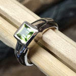 Natural 1ct Green Peridot 925 Solid Sterling Silver Engagement Ring Size 7, 8 - Natural Rocks by Kala