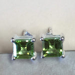 Natural 1.25ct Green Peridot 925 Solid Sterling Silver Earrings 5mm - Natural Rocks by Kala