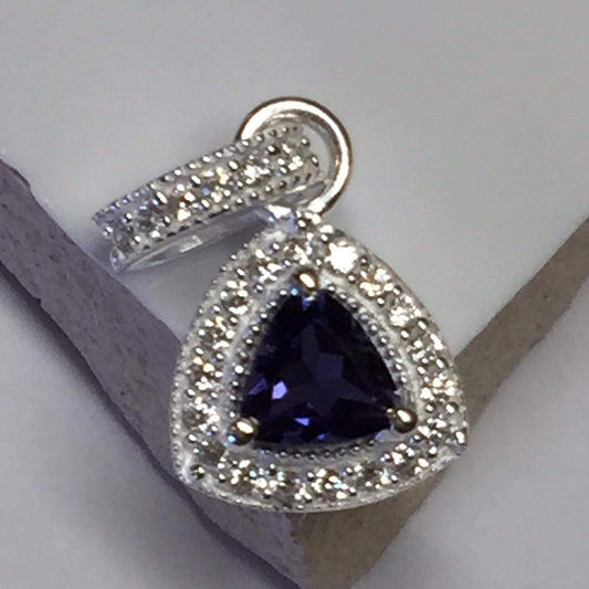 Genuine Iolite 925 Solid Sterling Silver Pendant 15mm - Natural Rocks by Kala