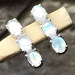 Natural Rainbow Moonstone 925 Solid Sterling Silver Earrings 16mm - Natural Rocks by Kala