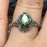 Genuine 1ct Green Peridot 925 Solid Sterling Silver Engagement Ring Size 6, 7, 9 - Natural Rocks by Kala